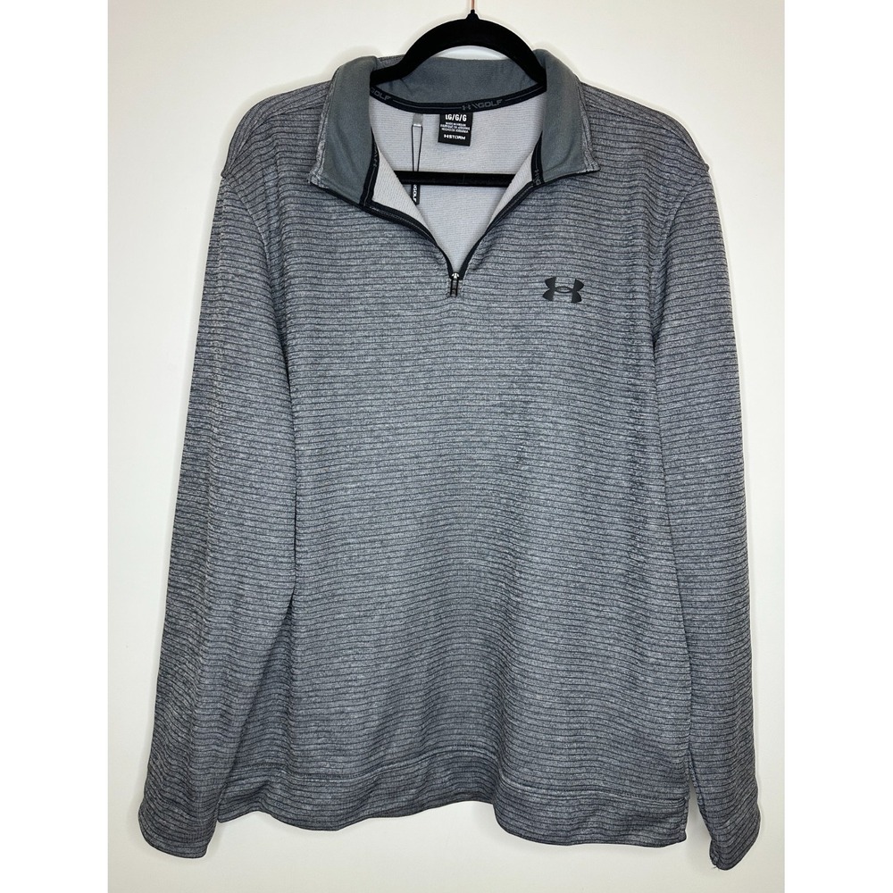 Under Armour Mens Storm Sweaterfleece Quarter-Zip Grey Striped 1373674 Large - Picture 2 of 11